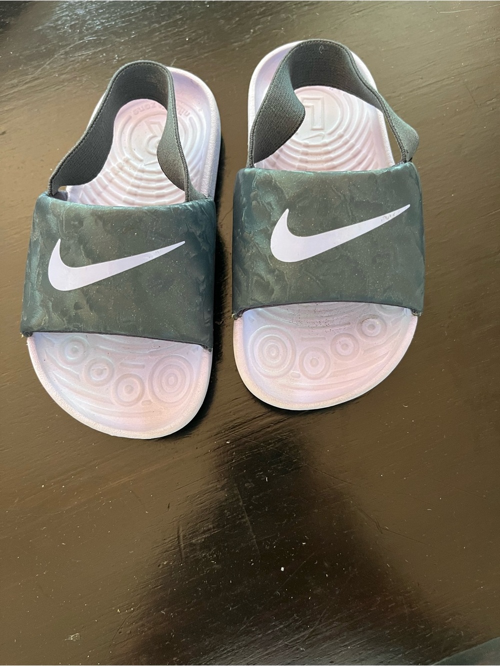 Nike Kids' Black Slide Sandals with Light Purple Footbed